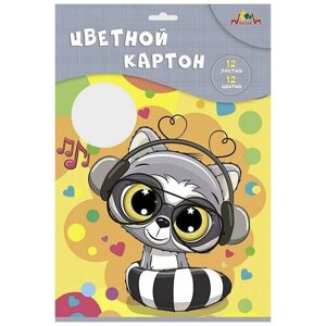 Картон цветной Апплика (А4, 12 листов, 12 цветов, мелованный)