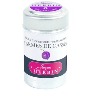 Картриджи для перьевой ручки Herbin Larmes de cassis, пурпурный, 6 шт/уп, стандарт international short