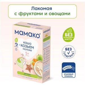 Каша MAMAKO гречневая с яблоком и морковью быстрорастворимая на козьем молоке для детей с 5 месяцев.