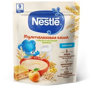 Каша молочная мультизлаковая с мёдом и кусочками абрикоса Nestlé с 9 мес 200г