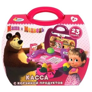 Касса с корзиной продуктов Маша и Медведь (23 предмета)