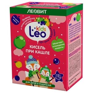 Кисель при кашле для детей. Leo Kids 5 пакетов по 12 г. Упаковка 60 г