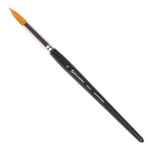 Кисть BRAUBERG Art Classic, синтетика жесткая №8, круглая, короткая ручка №8, черная