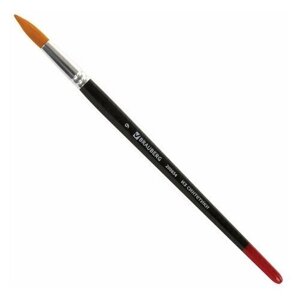 Кисть BRAUBERG синтетика №9, круглая, короткая ручка, 5 шт. 9, черный/красный