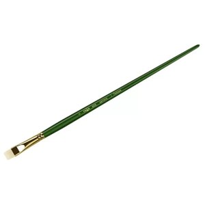 Кисть ГАММА Пейзаж щетина №7, плоская, укороченный ворс, длинная ручка (603007)7, зеленый