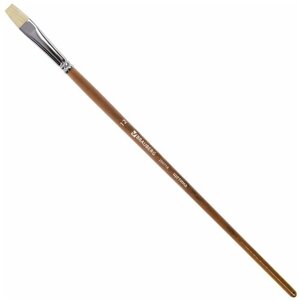 Кисть художественная профессиональная BRAUBERG ART "CLASSIC", щетина, плоская,12, длинная ручка, 200718