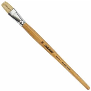 Кисть пифагор, щетина, плоская,16, деревянная лакированная ручка, пакет с подвесом, 200877