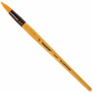 Кисть пифагор, синтетика, круглая,10, деревянная лакированная ручка, с колпачком, пакет с подвесом, 200850