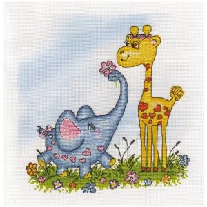Klart Набор для вышивания Жираф и слоник 21.5 x 21.5 см (8-155)