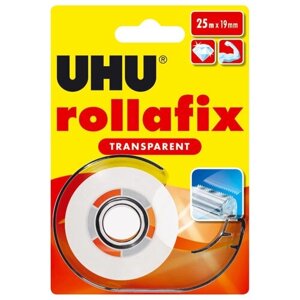 Клеящая лента UHU ROLLAFIX прозрачная 19мм*7.5м, в диспенсере блистер