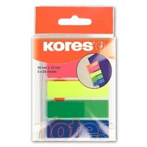 Клейкие закладки пластиковые 5 цветов по 25 листов Film Kores 45105