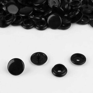 Кнопка пластиковая, d - 15 мм, цвет чёрный, 20 шт.