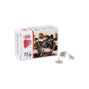 Кнопки канцелярские ICO металлические стальные (100 штук в упаковке)