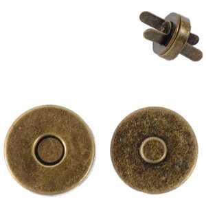 Кнопки металлические магнитные для сумок и рукоделия, диаметр 14 мм., 30 шт. в упаковке, антик