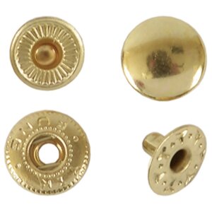 Кнопки застежки для одежды и рукоделия 10 мм светлое золото, 100 штук