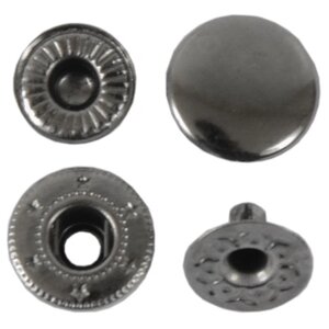 Кнопки застежки для одежды и рукоделия 12,5 мм блек никель роллинг, 60 штук
