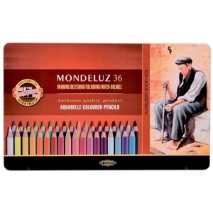 KOH-I-NOOR Акварельные карандаши Mondeluz, 36 цветов, 3725036001PL микс