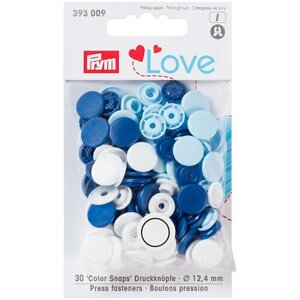 Коллекция "Love"Кнопки "Color Snaps", диаметр 12,4мм, оттенки синего, 30шт Prym 393000