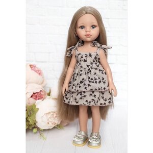 Комплект одежды и обуви для кукол Paola Reina 32-34 см (Платье+туфли), коричневый цветок