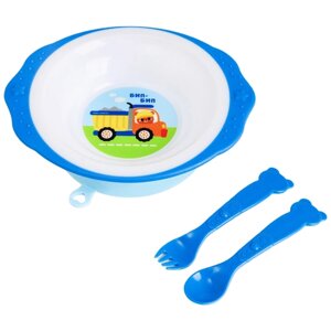 Комплект посуды Mum&Baby Транспорт Бип-Бип, 7310961, синий