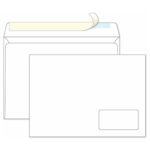 Конверт Ecopost C4 90 г/кв. м белый стрип с правым окном 250 штук в упаковке