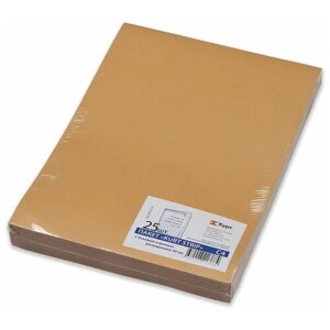 Конверт-пакеты С4 объемные (229х324х40 мм), до 250 листов, крафт-бумага, отрывная полоса, комплект 25 шт., 381227.25