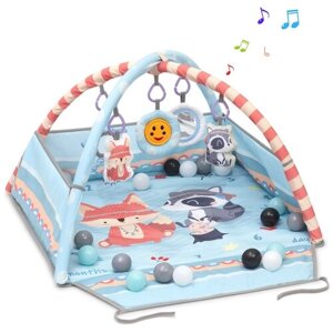 Коврик Funkids "Foldable Gym" с подвесными игрушками, музыкой и складными бортиками, CC9658