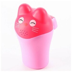Ковш для купания и мытья головы, детский банный ковшик, хозяйственный «Котенок», цвет розовый