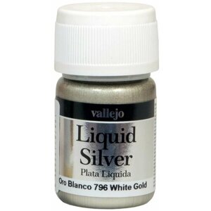 Краска Vallejo серии Liquid Silver - White Gold 70796 (Alcohol Based), спиртовой металлик (35 мл)