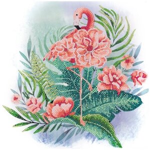 Кристальная (алмазная) мозаика "фрея" ALBP-281 постер "Тропический фламинго" 30 х 30 см