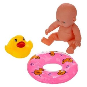 Крошка Я Игрушки для ванны "Малыш и утёнок с кругом", набор 3 шт.