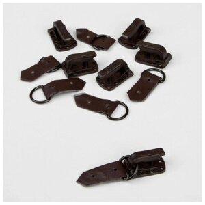 Крючки пришивные, пластиковые, для верхней одежды, 5 1,5 см, 6 шт, цвет коричневый