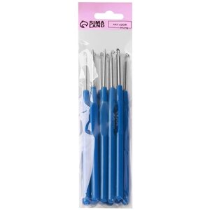 Крючок для вязания, с пластиковой ручкой, d = 3,5 мм, 13,5 см, цвет синий
