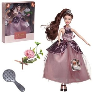 Кукла ABtoys "Королевский прием" с диадемой, в длинном платье, темные волосы 30см
