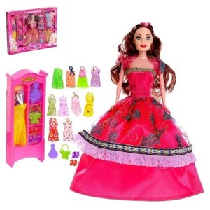 Кукла модель "Анна" с набором платьев, с аксессуарами цвета: микс
