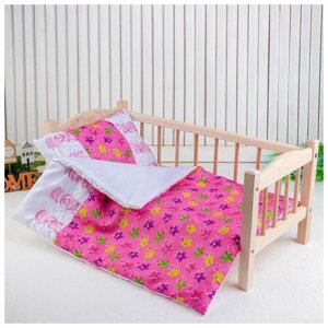Кукольное постельное" Медузы на розовом"простынь, одеяло,46*36, подушка 23*17 4452050