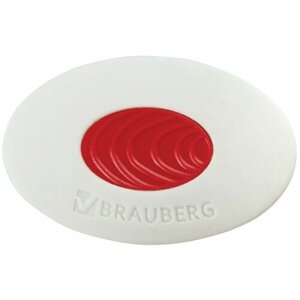 Ластик BRAUBERG "Oval PRO", 40х26х8 мм, 36 шт овальный, красный пластиковый держатель