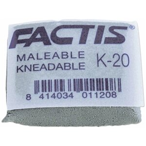Ластик-клячка художественный FACTIS K 20 (Испания), 37х29х10 мм, супермягкий, серый, CCFK20