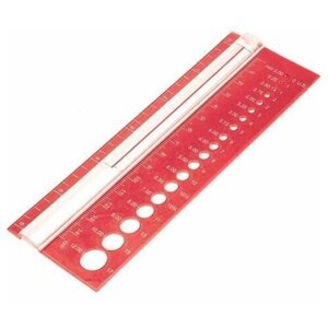 Линейка для определения номера спиц и плотности вязания, пластик, красный, KnitPro, 10701