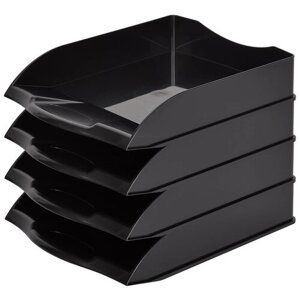 Лоток для бумаг горизонтальный Attache черный (4 штуки в упаковке), 1271097