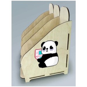 Лоток для бумаги из дерева 3 отделения животные милота панда - 92
