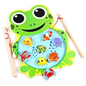 Магнитная рыбалка, "Лягушонок", 8 элементов + 2 удочки, для детей и малышей, развивающая