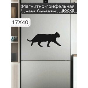 Магнитно-грифельная доска для записей на холодильник в форме кошки, 17х40 см
