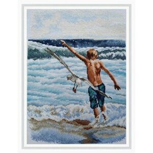 Мальчик и море #M1000 РТО Набор для вышивания 20.5 х 28.5 см Счетный крест