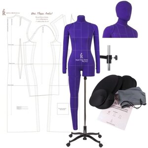 Манекен портновский Моника, комплект Арт, размер 50, цвет фиолетовый, в комплекте накладки, руки, нога и голова