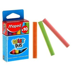 Maped Мелки цветные Maped Color Peps, в наборе 10 штук, круглые, специальная формула «без грязи»