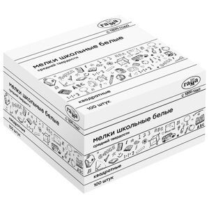 Мелки школьные Gamma белые, 100 шт, средней твердости, квадратные, картонная коробка (280120211)