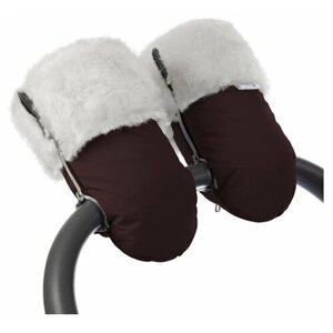 Муфта-рукавички для коляски Esspero Double White (Натуральная шерсть) (Chocolate)