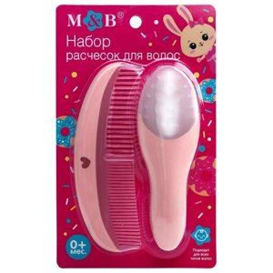 Mum&Baby Набор для ухода за волосами «Зайка Полли», расческа и щетка, цвет розовый