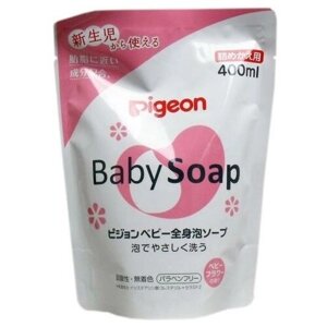 Мыло-пенка для детей PIGEON Baby foam Soap с керамидами возраст 0+ мягкая упаковка 400мл